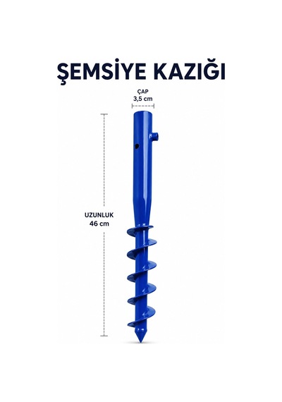 Şemsiye Sabitleme Kazığı Mavi Renk 46 Cm