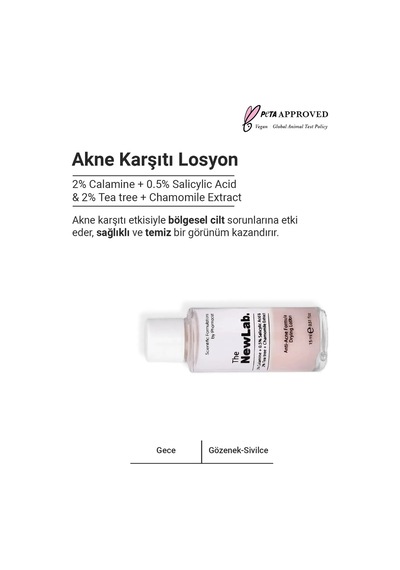The NewLab Akne Karşıtı Losyon (2% Calamine 0.5% Salicylic Acid 3%tea Tree/chamomille/salix Alba Extract)