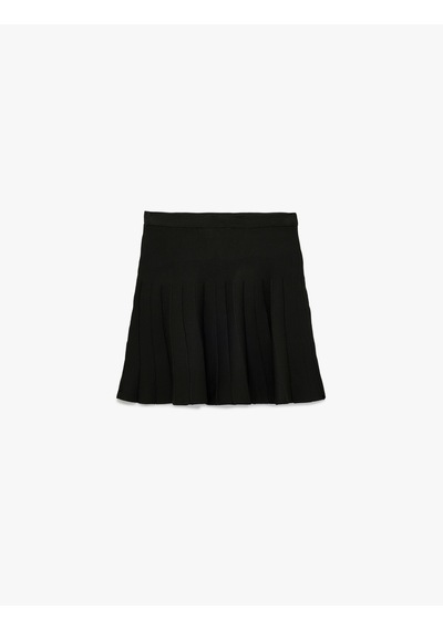 Koton Normal Bel Pileli Mini Etek Siyah 6wal70004ht