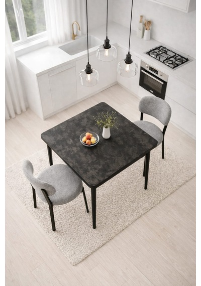 Renlife Ahşap Mutfak Masası Takımı Metal Ayaklı 2 Adet Antrasit Sandalye 70x70 Masa 2gri Aris Antrasit - Gri Vivo Renlife Ahşap Mutfak Masası Takımı Metal Ayaklı 2 Adet Antrasit Sandalye 70x70 Masa 2gri Aris Antrasit - Gri Vivo