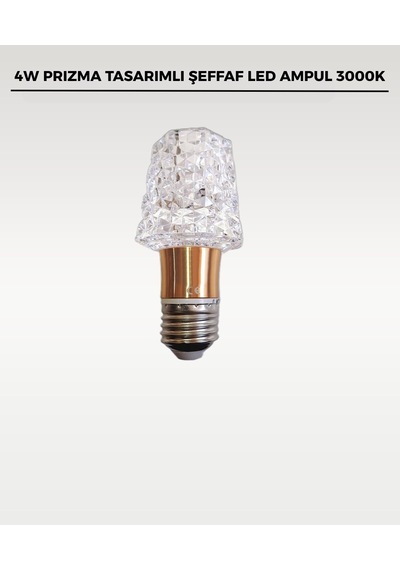 4w Dekoratif Kristal Led Ampul 3000k Prizma Tasarımlı Şeffaf Led Ampul 1 Adet