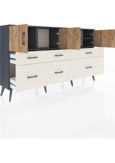 Arges Konsol 4 Raflı 6 Çekmeceli 4 Kapaklı 176x30x99 Antrasit-çam/aytaşı Atlas Çam/aytası - Antrasıt Arges Konsol 4 Raflı 6 Çekmeceli 4 Kapaklı 176x30x99 Antrasit-çam/aytaşı Atlas Çam/aytası - Antrasıt