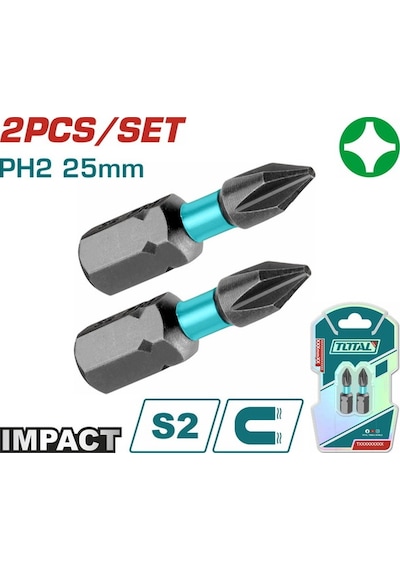 Total Tacım71ph225 Darbeli Ph2x25 Mm Bits Ucu 2 Li Paket