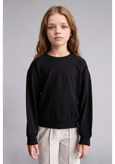 Defacto Relax Fıt Bisiklet Yaka Uzun Kollu Siyah Sweatshirt Kız Çocuk E6842a826aubk81 Siyah-bk81 Defacto Relax Fıt Bisiklet Yaka Uzun Kollu Siyah Sweatshirt Kız Çocuk E6842a826aubk81 Siyah-bk81