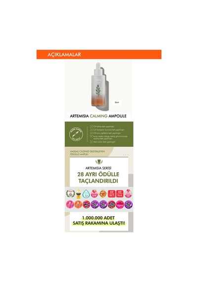 Missha Artemisia Calming Ampoule Cildin Yağ-Nem Dengesini Koruyan Konsantre Ampul 50 ML