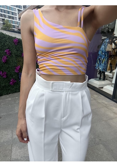 Lavessa Çift Askı Detaylı Sandy Crop-lila Renk-172