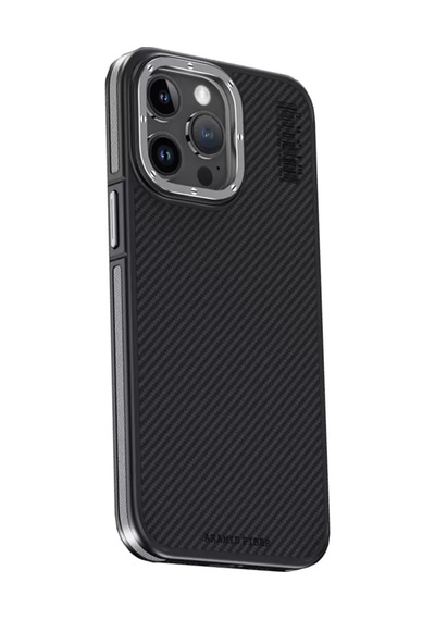 Joko Apple İphone 15 Pro Max Kılıf Aramid 600d Kevlar Karbon Fiber Magsafe Kapak - Gri
