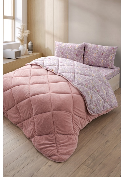 Nordelle Battal Boy Lüx Wellsoft Yorgan Çift Taraflı - 2 Adet Yastık Kılıflı Yorgan Seti 215x235 Cm Pudra