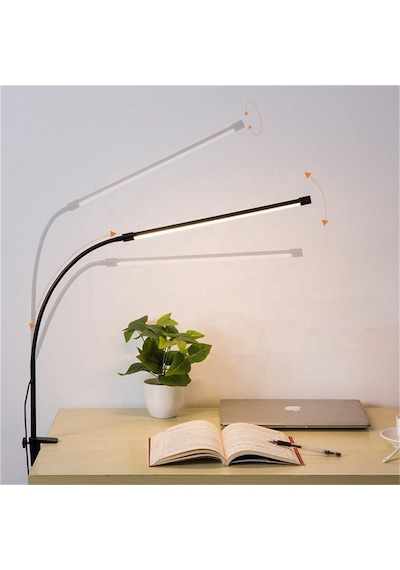 Led Masa Lambası 12w Usb Güç Girişli, Esnek Kol, Klipsli Tasarım, 3 Renk Sıcaklığı 2800k/4200k/6000k , Kı
