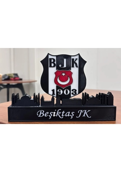 Beşiktaş Jk İstanbul Silüetli Masaüstü Standı - 3d Baskı Büyük Boy Dekoratif Taraftar Biblosu
