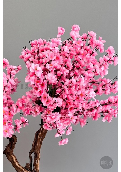 Biçiçek Yapay Pembe Sakura Ağacı 100 Cm Bahar Dalı Antresi̇t Kare Saksıda
