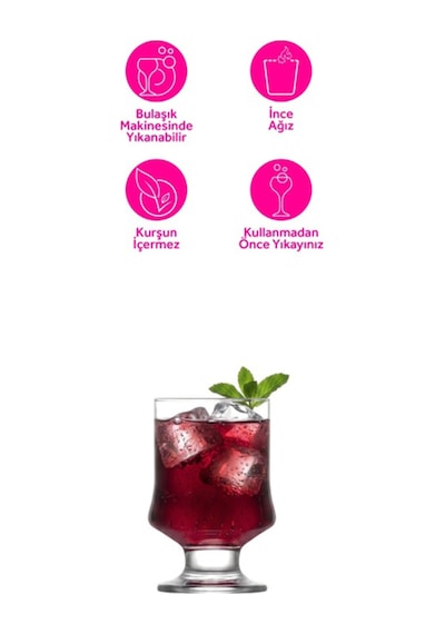 Lav Aria Cam Meşrubat Bardağı 6'lı 310 ml (Su Bardağı )