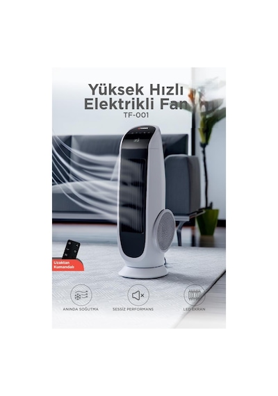 Torima TF001 130 W Vantilatör Kule Tipi Uzaktan Kumandalı Dijital Göstergeli Elektrikli Fan