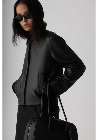 Suud Collection Siyah Kiera Deri Ceket