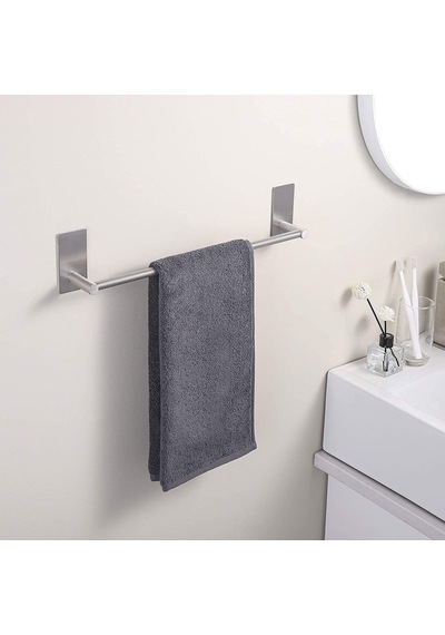 Deltahome Paslanmaz Çelik 50cm Havluluk Havlu Askısı - Yapışkanlı Sistem - İnox - Delmek Yok - Vida Yok Anında Ko Diğer