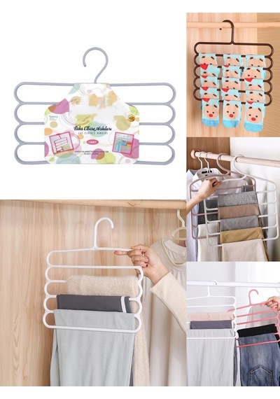 4 Adet Preminyum 4 Katlı Aksı Çok Amaçlı Dolap Organizatör Pantolon Askısı Havlu Şal Askısı Plastik Diğer