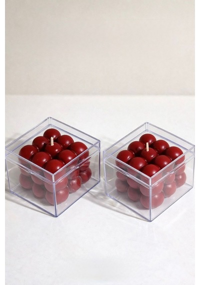 Şeffaf Kutulu İkili Kırmızı Bubble Mum-doğal %100 Soya Wax Dekor Mum Düğün, Nişan,kına Hediyelik Kırmızı