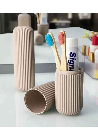 Bej Renk Smart Saklama Kabı Diş Fırçalık Seyehat Çok Amaçlı Organizer Plastik 10 X 15 Bej Diğer