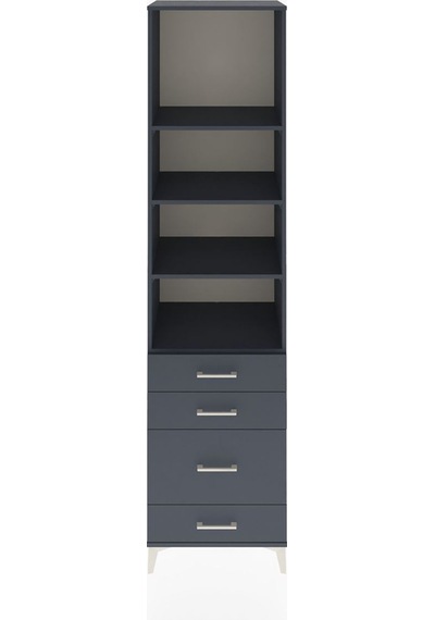 Hyperion Dolap 4 Raflı 4 Çekmeceli 60x44x243 Antrasit-antrasit Antrasit