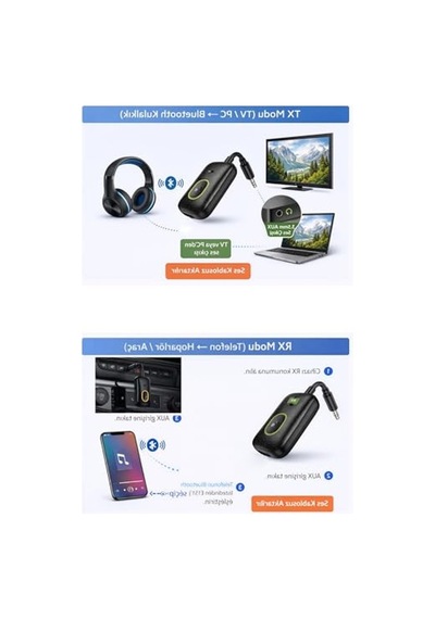 Bluetooth Ses Adaptörü, İki Yönlü Alıcı Verici, 3.5mm Jack İle