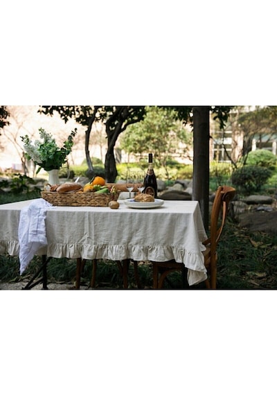 Naturel Vintage Fırfırlı Masa Örtüsü / Koltuk Örtüsü