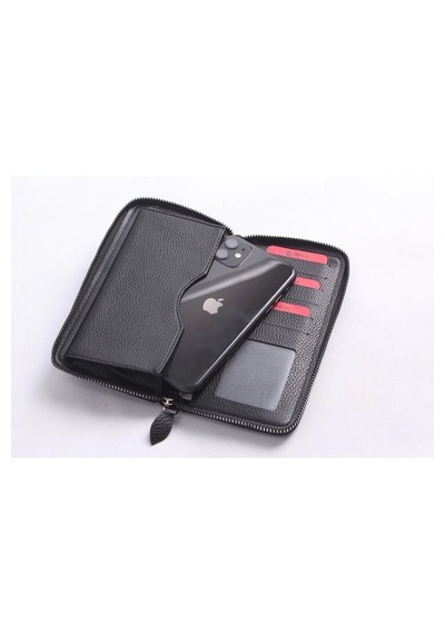 Ozka Leather Collection Kişiye Özel Telefon Bölmeli Deri Cüzdan Sıyah