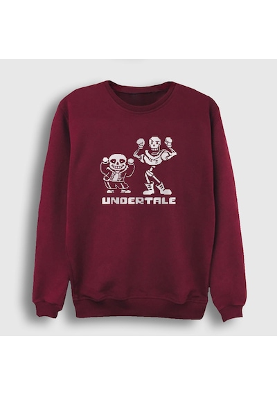Presmono Unisex Sans Papyrus Undertale Sweatshirt Bordo
