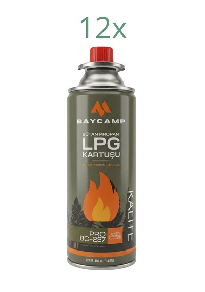 Baycamp 227gr 400 Ml Butan Propan Lpg Kartuş 12 Li Paket Çok Renkli