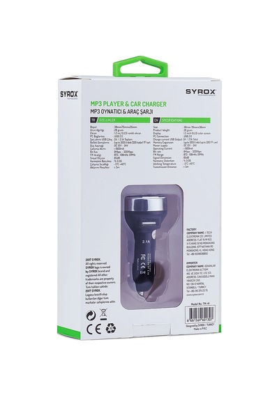 Syrox 2.1A Mp3 Çalar & Araç Şarjı Transmitter Syx-Tm41