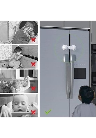 Bebek Çocuk Güvenliği Çekmece ve Dolap İçin Kendiliğinde Yapışkanlı Vidasız Kapak Kilidi