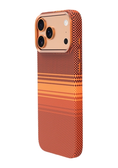 Piili Apple iPhone Uyumlu 17 Pro Max Kevlar Serisi Magsafe Kılıf Dokuma Turuncu
