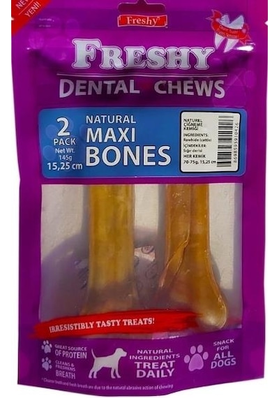 Freshy Dental Maxi Bones Naturel Çiğneme Kemiği 15.25 CM 2'li