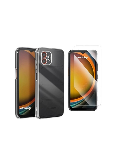 Samsung Galaxy Uyumlu Xcover7 Pro Kamera Korumalı Silikon Arka Kılıf + Nano Ekran Koruyucu Set Şeffaf