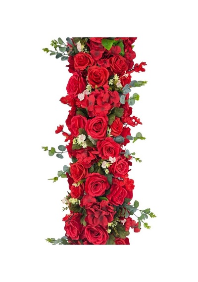 Yapay Çiçek Kırmızı Gül Tak Organizasyon Nişan Düğün Dekor Çiçeği Süsleme Tag 25x130cm