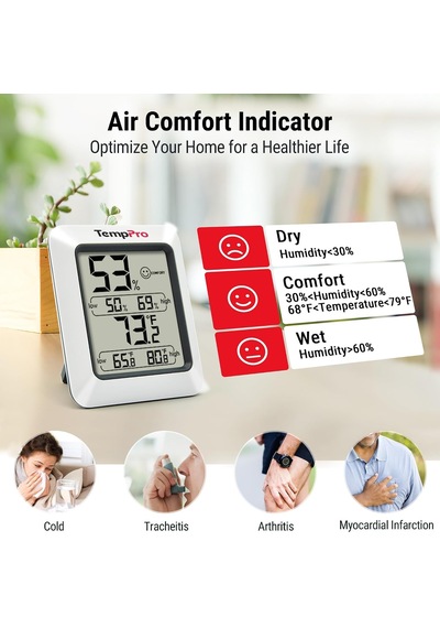 Thermopro Tp50 Dijital Termo-higrometre, İç Mekan Termometresi, Higrometre, Sıcaklık Ve Nem Ölç
