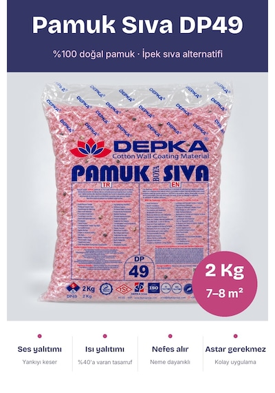 Depka Pamuk Sıva Dp49 2 Kg 7-8 M² İpek Sıva Alternatifi Isı Ve Ses Yalıtımlı Dekoratif Sıva