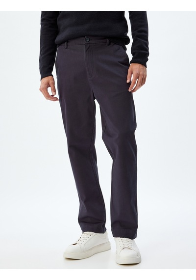 Koton Chino Pantolon Gabardin Cep Detaylı Düğmeli Pamuklu Lacivert 5wam40038hw Lacivert