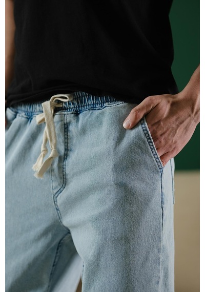 Oksit Zessi Paçası Ve Beli Lastikli Slim Fit Likralı Kot Jogger Pantolon Siyah
