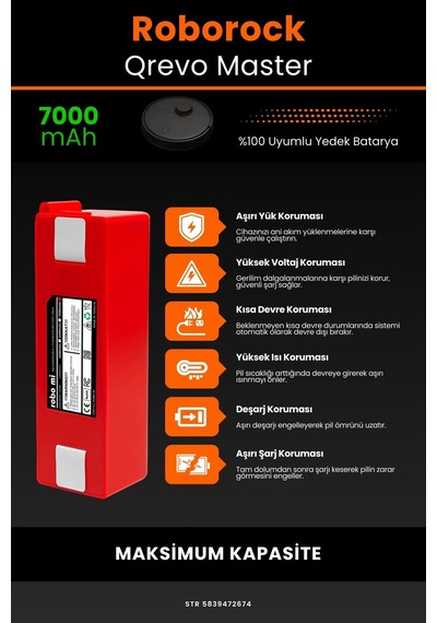 Roborock Qrevo Master 7000mah Robot Süpürge Bataryası