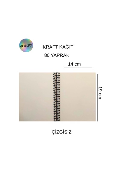 Spiralli 80 Yaprak Çizgisiz Küçük Boy Sert Kapak Not Defteri Kraft Kağıt 14x19 Cm