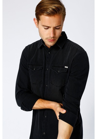 Jack & Jones Erkek Kot Gömlek - 12138115 Siyah