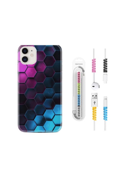 Apple Uyumlu iPhone 12 Mini Kılıf Kablo Koruyuculu Petek 1825