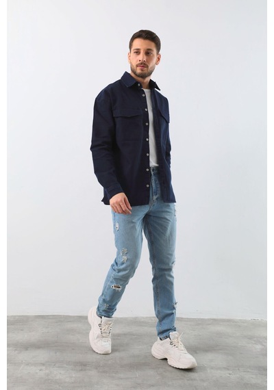 Erkek Oversize Jean Gömlek Lacivert 001