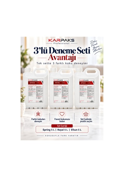 Halı Ve Oda Parfümü 3 Lü Deneme Seti 3x5 L Spring + Royal + Efsun Profesyonel Koku Seti Diğer