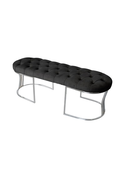 VİEGO SILVER ANTRASİT-Kapitoneli Model Puf&Bench&Koltuk-Oturak-Uzun Makyaj Puff-Yatak Odası Ucu&Önü