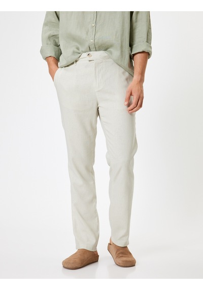 Koton Keten Pantolon Chino Cep Detaylı Düğmeli Bej 4sam40226hw Ekru Koton Keten Pantolon Chino Cep Detaylı Düğmeli Bej 4sam40226hw Ekru