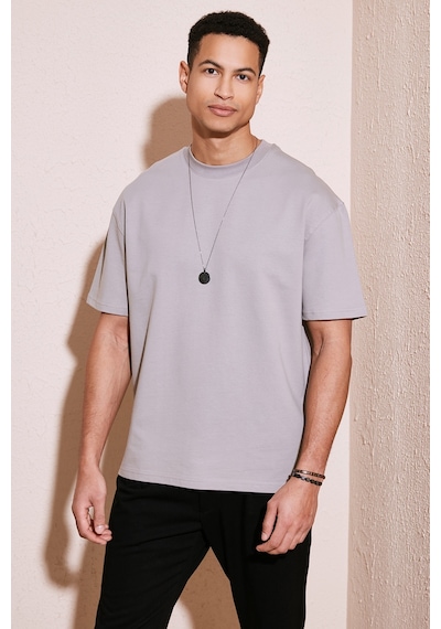 Buratti Pamuklu Bisiklet Yaka Relaxed Fit Basic Erkek T Shirt 5902610 Kül