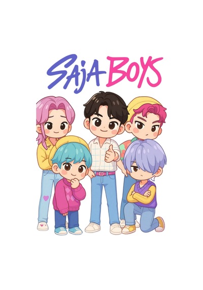 K-pop Demon Hunters Saja Boys Baby Saja Baskılı Unisex %100 Pamuk Kapüşonlu Siyah Sweatshirt Siyah