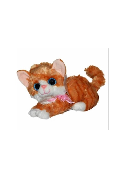 Miyavlayan Sesli Peluş Kedi 35cm Kahverengi