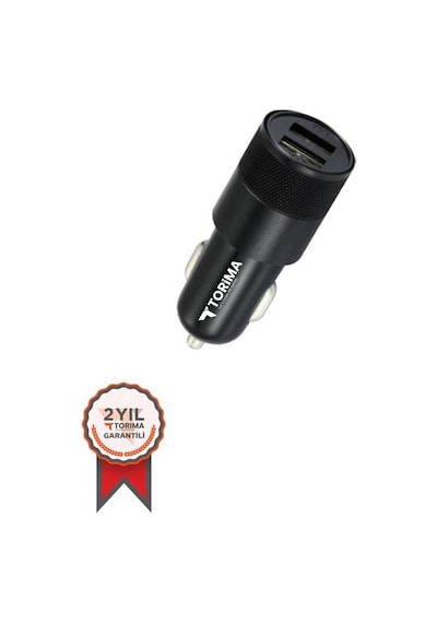 Torima C3 Type-c Siyah Tüm Araçlara Uyumlu Araba Çakmaklık Çift Usb Girişli Oto Şarj Aleti Soketi
